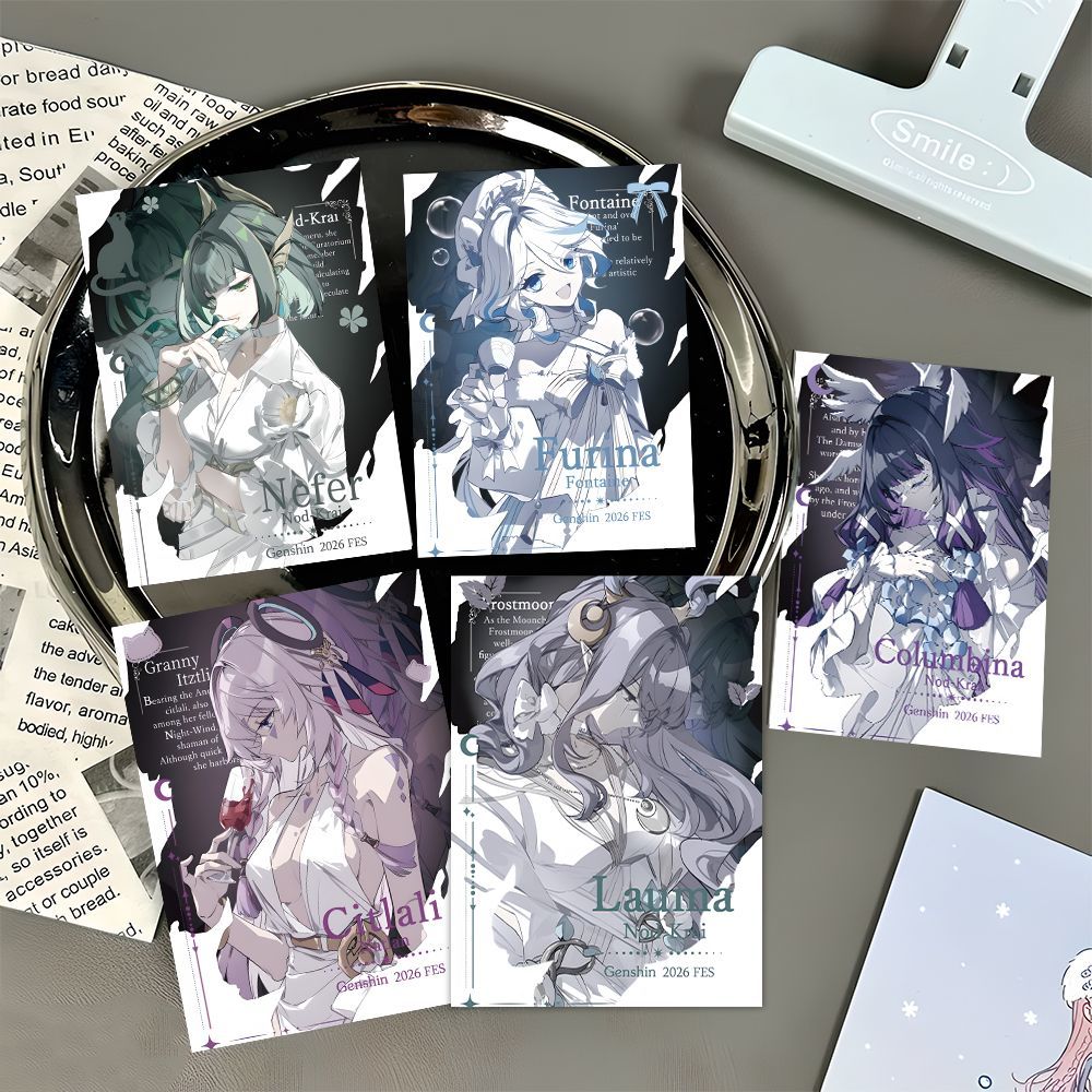 8Pcs/Lot Game Decor Lomo Card Damselette Furina de Fontaine Vigilant Yaksha Photocard HD Album Photo Card For Fan