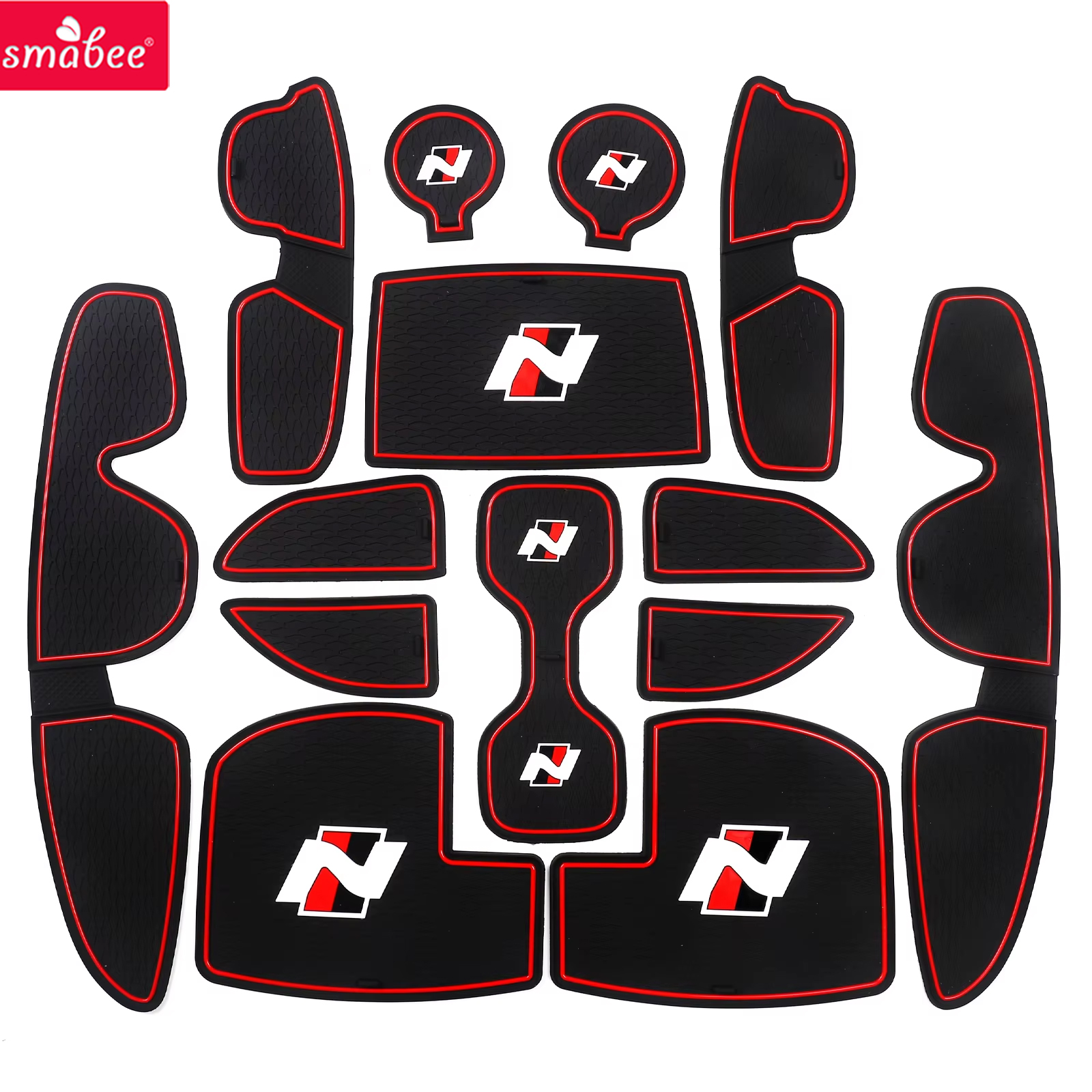 Smabee per Hyundai I30 I30 N 2017 - 2022 Tappetini Antiscivolo per Vani Portaoggetti e Portabicchieri, Accessori Interni
