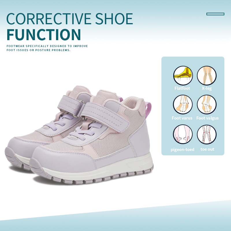 Princepard Orthopädische Schuhe für Kinder mit Gewölbeunterstützung, Rosa, Marineblau, Plattfüße, Zehenbereich, Laufschuhe für Mädchen und Jungen mit Korrektur-Einlegesohle