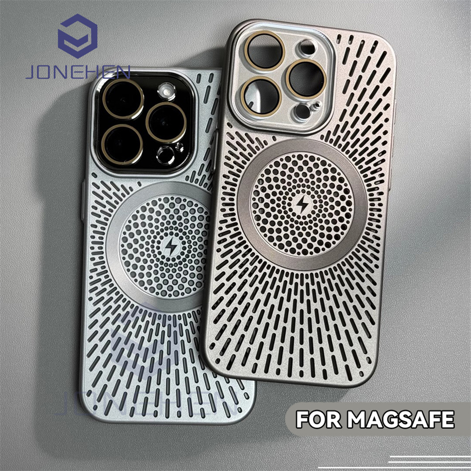 Magnetic Heat Dissipation For Magsafe Slim Case For iPhone 16 Plus 15 14 13 12 17 Pro Max Wireless Charger Titanium Lens Cover
