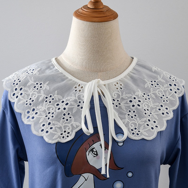 Gola removível de renda branca elegante – versátil e confortável, perfeita para camadas de camisas e suéteres