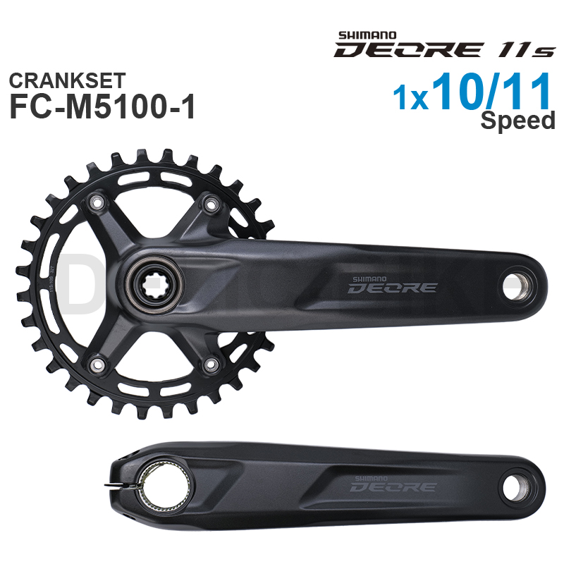 SHIMANO DEORE Crankset sepeda MTB, crank pit FC-M5100 memberikan pergeseran tepat dan dapat diandalkan untuk 1x10 atau 1x11 kecepatan asli