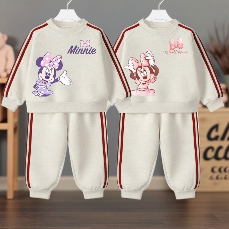 2026 primavera niñas moda cuello redondo sudaderas con capucha y pantalón largo dos piezas niños chándal Casual niño cintura elástica pantalones deportivos conjuntos