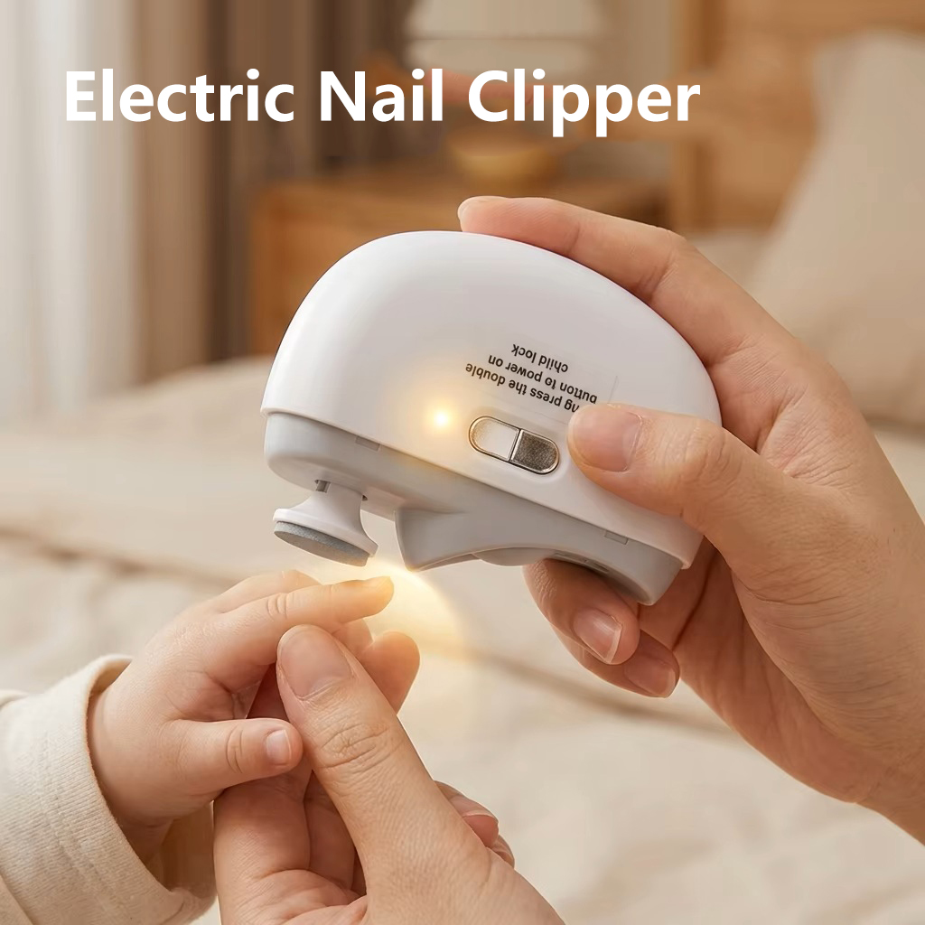 Elektrischer Nagelknipser für Babys und Erwachsene, 2 Geschwindigkeiten, wiederaufladbarer Nagelschneider mit Licht, 2-in-1 Schleif- und Polier-Maniküre-Werkzeug