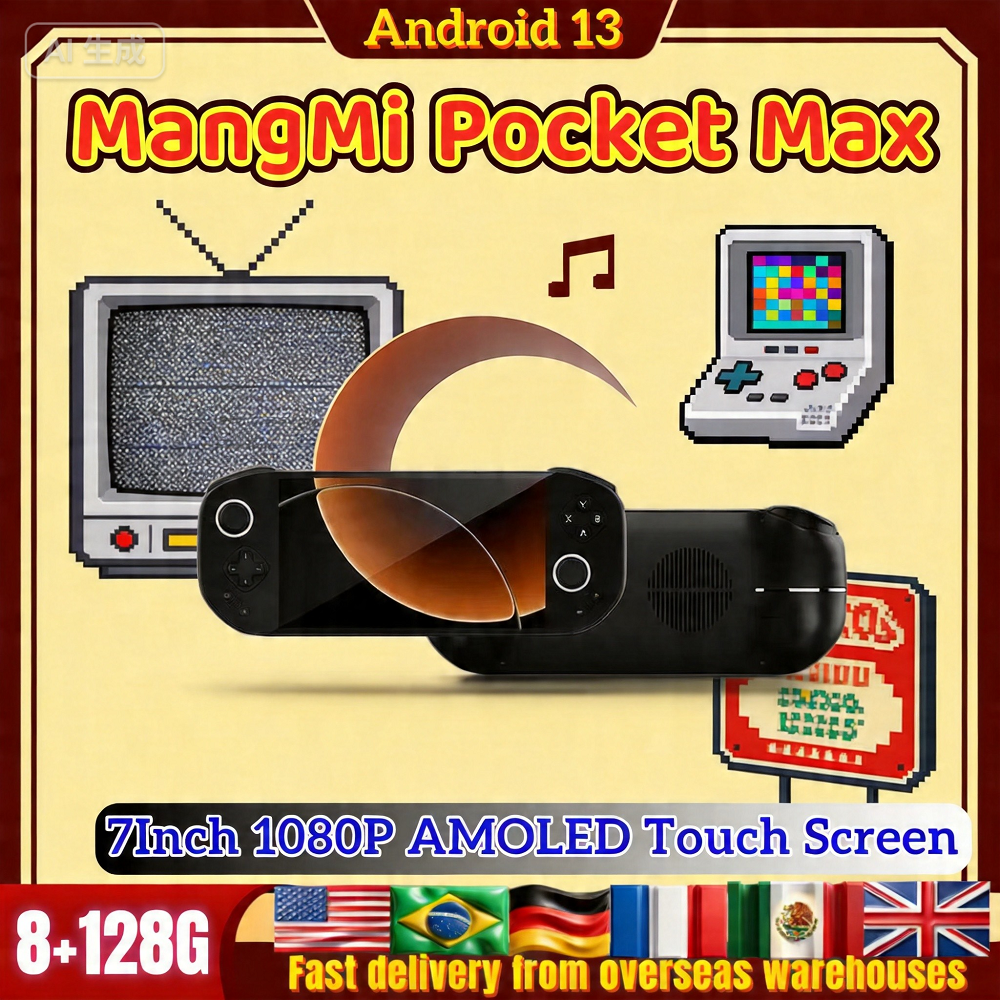 MANGMI POCKET MAX Handheld Game Console 7'' OLED 144Hz Scherm Qualcomm SD865 Android13 8000mAh Batterij 27W Snelladen PSP PS2