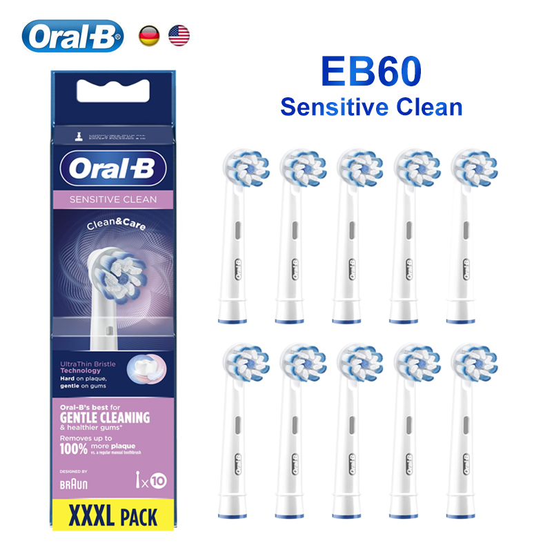Oral-B EB60 Sensi Ultrathin เปลี่ยนหัวแปรงสีฟันไฟฟ้า Clean and Care Sensitive Original แปรงสีฟันเติมสําหรับผู้ใหญ่