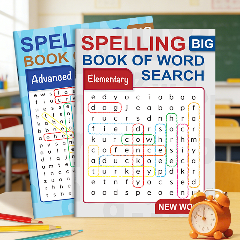 Advanced & Elementary Word Search Book 32 Pages Spelling Book of Word Search Mixed Words Puzzle Book for All Ages