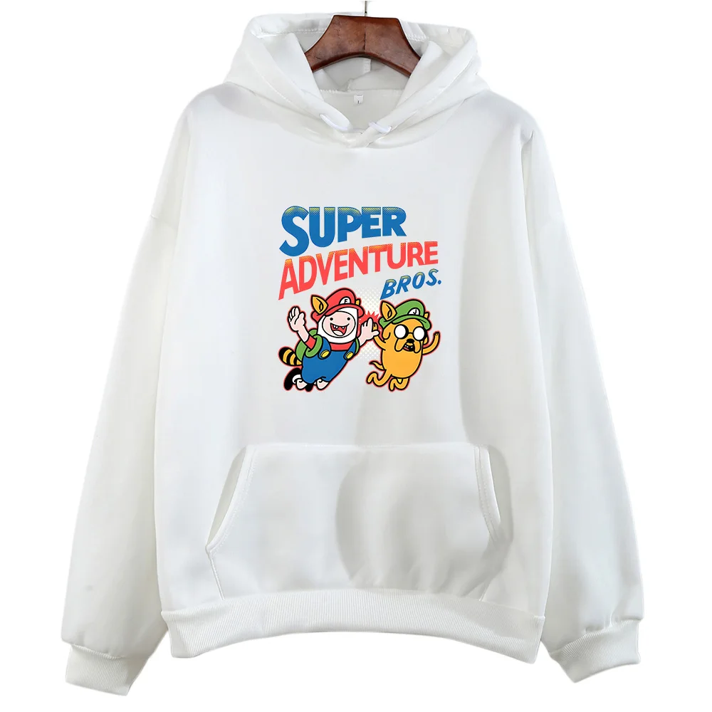 Adventuree Timee Finn y Jake Sudadera con capucha estampada para mujer/hombre, ropa bonita de Anime, sudadera informal de otoño, jerséis de manga larga con cuello redondo