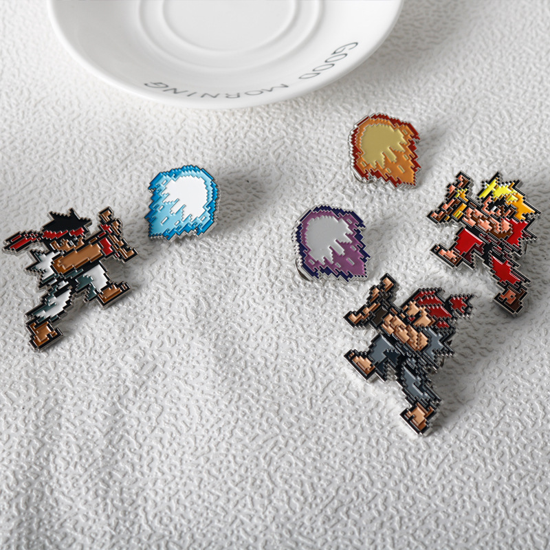 Clássico jogo crachá broche figura dos desenhos animados rua lutador esmalte lapela pinos bonito cosplay adereços jóias presente para amigos