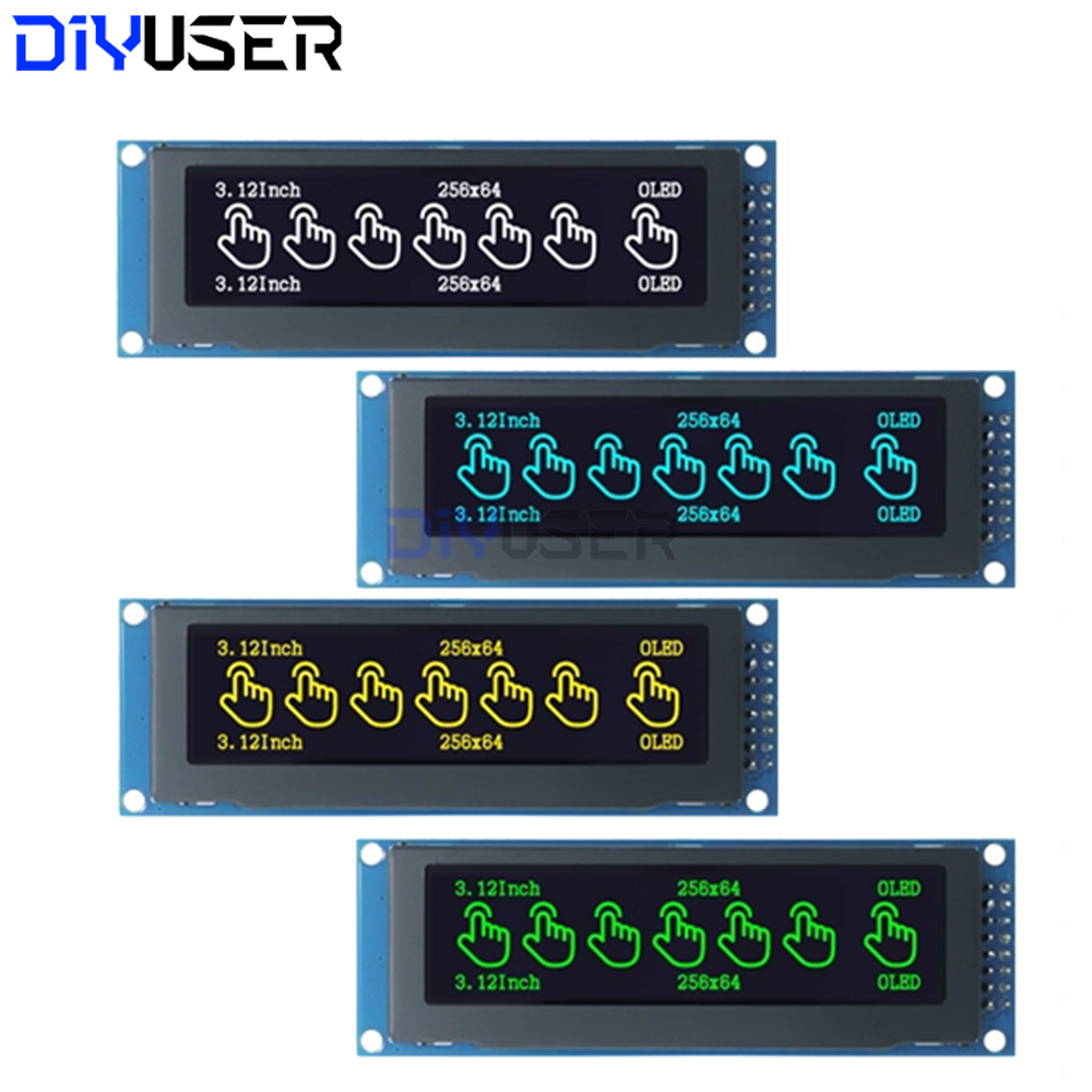 3.12 inch OLED Display Module SSD1322 256x64 for STM32 Raspberry Pi, SPI I2C Interface with Pre-soldered Pin Header