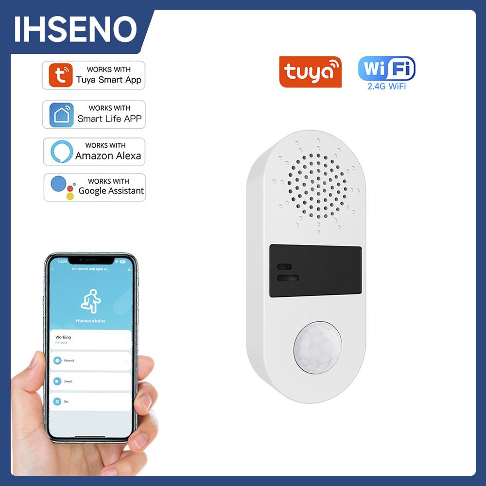 Tuya Wifi サウンド&ライトアラーム PIR モーションセンサー 130DB 人間赤外線検出器 セキュリティ スマートライフは Alexa Google Home と連携します