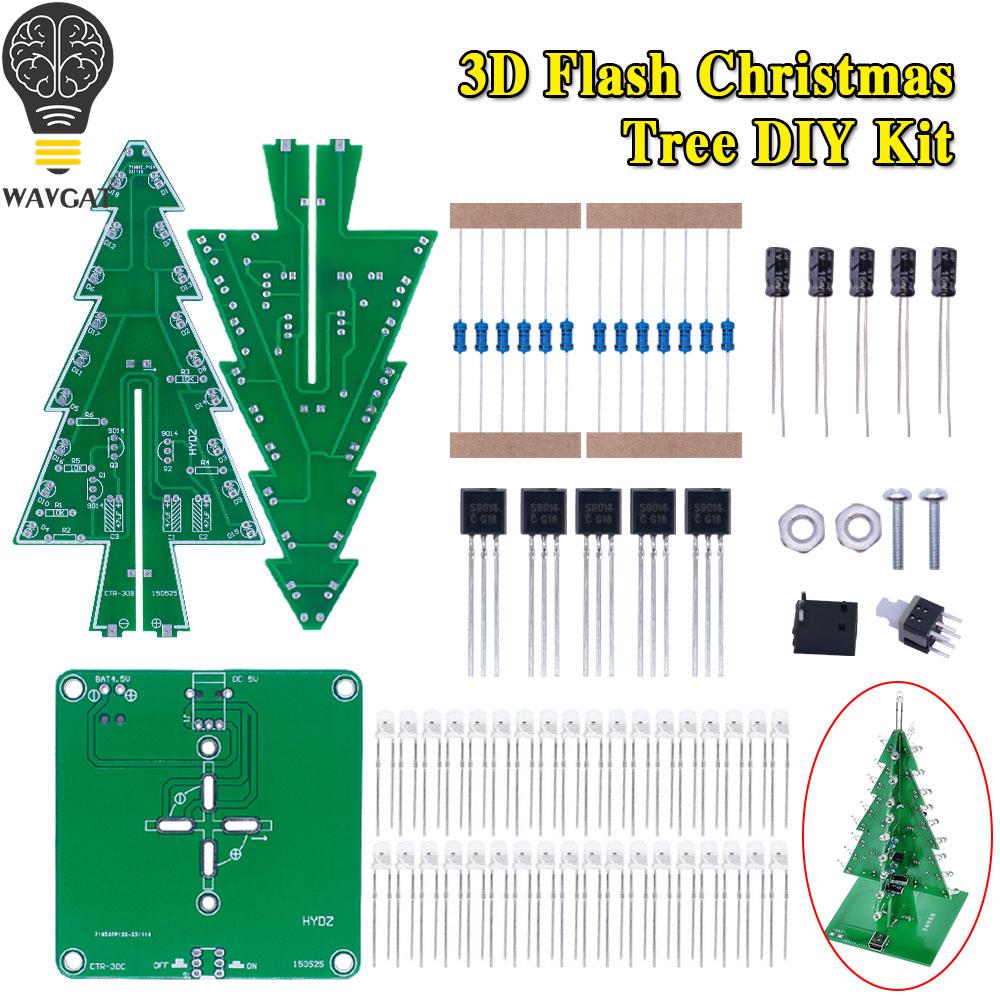 Trójwymiarowy zestaw choinka bożonarodzeniowa LED 3D DIY czerwony/zielony/żółty zestaw lampa błyskowa LED RGB elektroniczny zestaw do zabawy