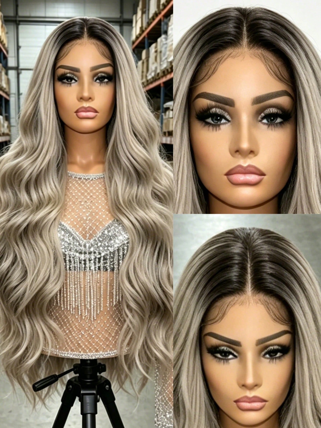 Perucas Frontais de Renda Ombre Coloridas com Ondas Corporais, Densidade 200, Cabelo Humano Pré-arrancado, 13x4 HD Transparente, para Mulheres, Sem Cola, Ondas Corporais, Prontas para Usar em Uma Etapa, Ideais para Festas e Uso Diário, Fáceis para Inician