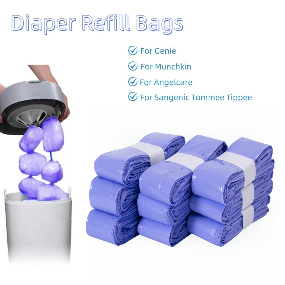 Sacos de Refil para Lixeira de Fraldas Perfumados, Forros Descartáveis para Lixeira de Fraldas, Sacos de Substituição Bloqueadores de Odor, Sacos de Lixo Espessos e Respiráveis