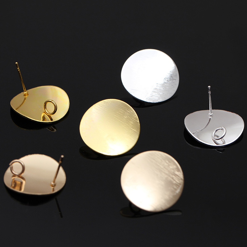 20 unids/lote Color dorado 20mm Metal curvado redondo pendientes Base con lazo para la fabricación de joyas Diy accesorios de los componentes del pendiente
