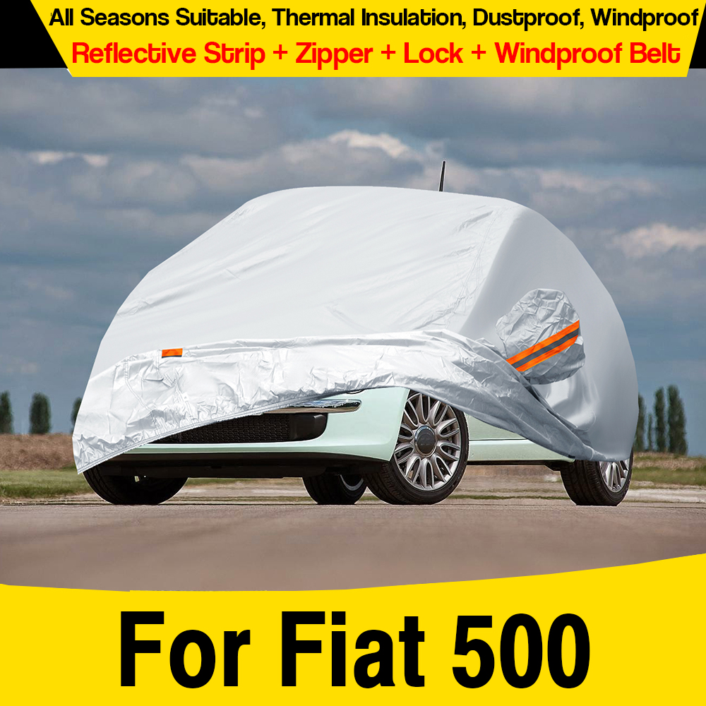 Juste de Protection Complète pour Voiture, Protection contre les UV, le Soleil, la Pluie, la Neige, la Poussière, le Vent, pour Fiat 500, 500C, 500e, 2007-2025 (Non Adapté à 500L)