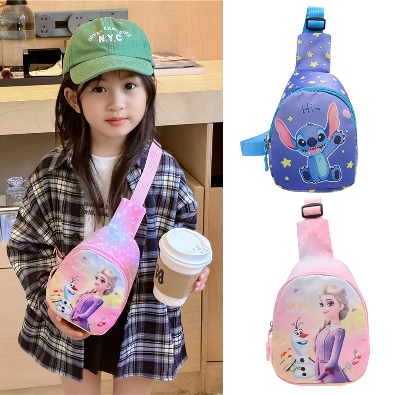 Bolso de pecho de Stitch de Disney, Mini bolso de hombro bonito para exteriores para niños y niñas, riñonera con cremallera, regalo de cumpleaños para niños