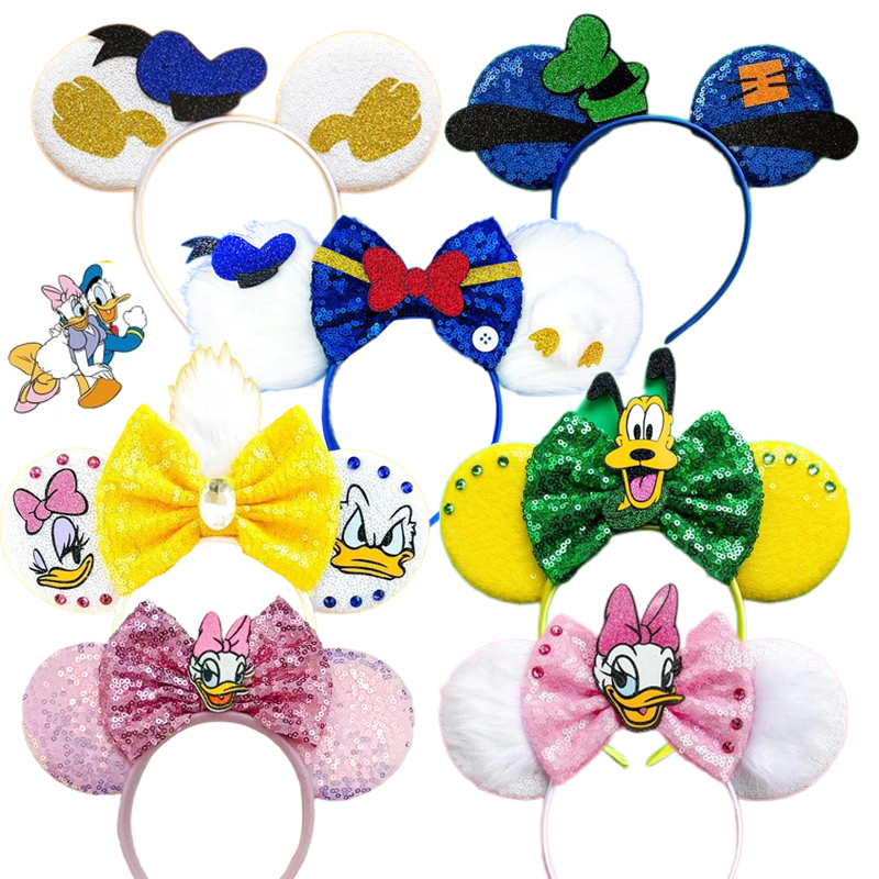 Mickey mouse orelhas headbands para meninas do bebê margarida pato hairbands pato donald headwear adultos mulheres arcos acessórios para o cabelo