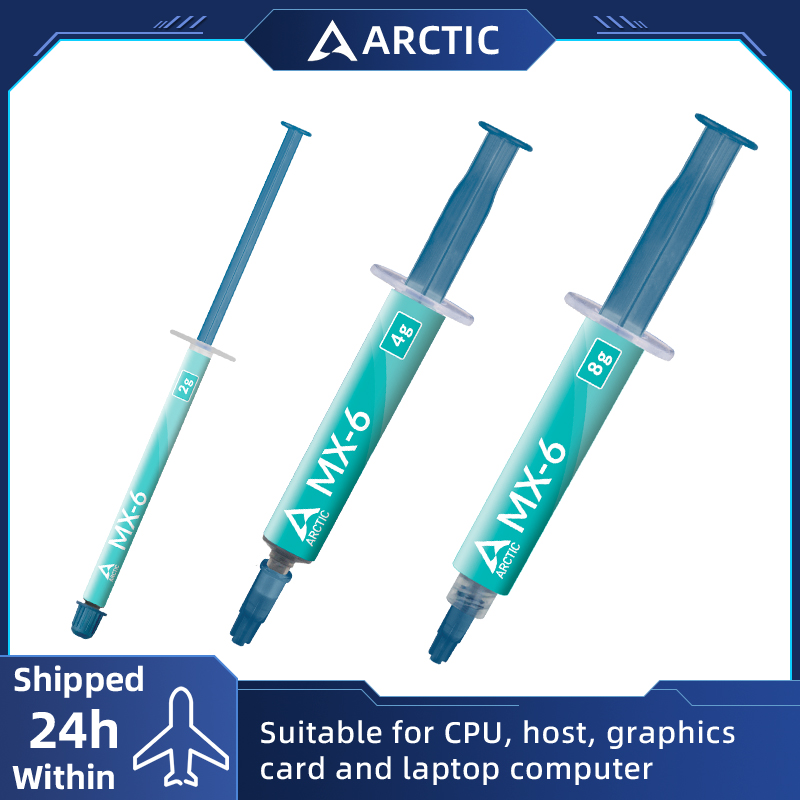 Pasta térmica ARCTIC MX-6 (2g/4g/8g) de alto desempenho para CPU, placas gráficas, laptops, condutividade térmica muito alta
