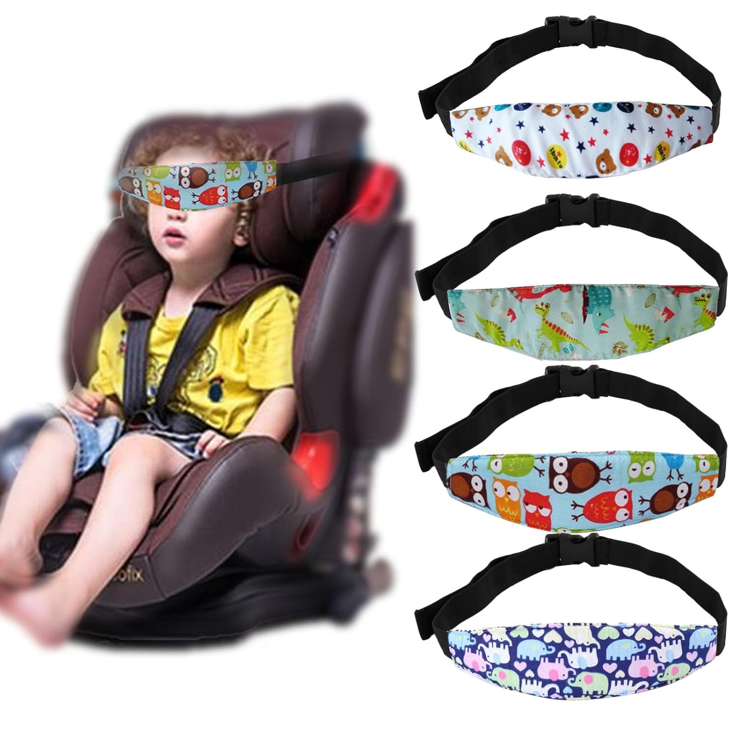 Cinto de fixação para cabeça de bebê, suporte para cabeça de assento de carro, cinto de fixação ajustável, posicionador de sono, travesseiro de segurança para bebês
