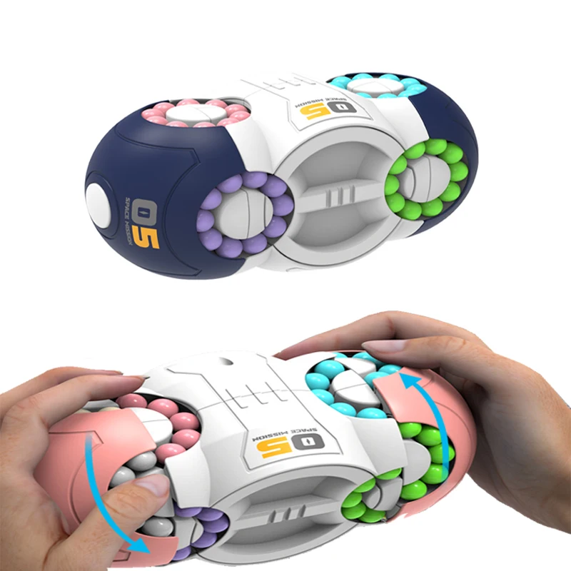 แปดด้านหมุนนิ้วมือ Magic Beans Spin Gyro Antistress ปลายนิ้ว Cube ลูกปัด Decompression ปริศนาเกมสําหรับของขวัญเด็ก