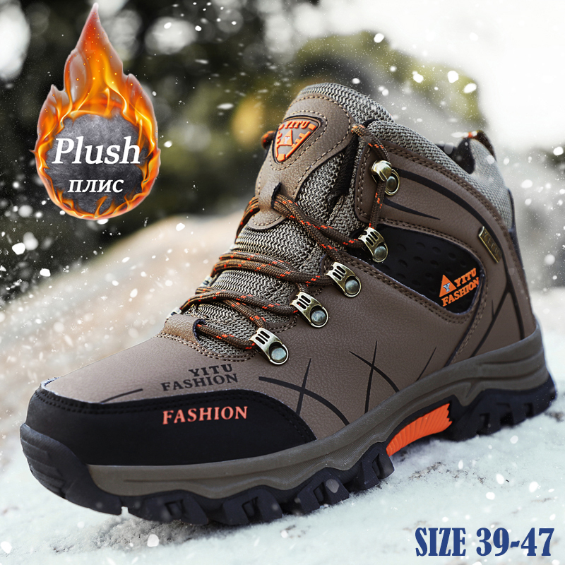 Botas de nieve para hombre, zapatos de exterior para hombre, botas de invierno a la moda, botines para senderismo, zapatos impermeables para caminar, trabajo, viajes, calzado deportivo