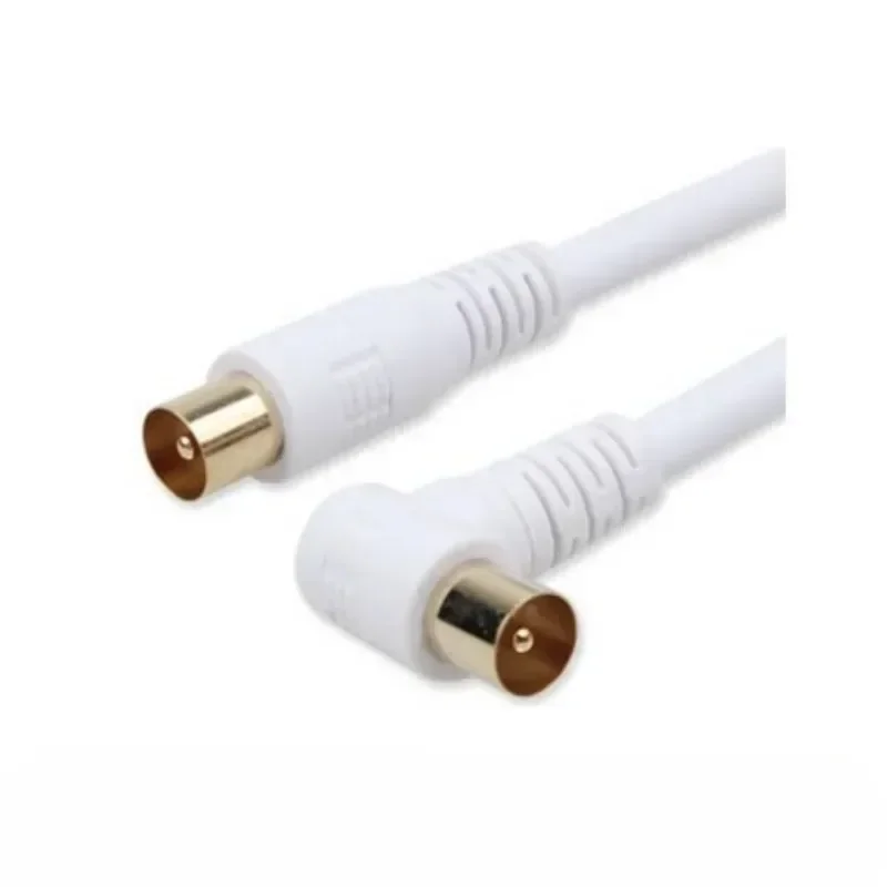 Câble Satellite d'antenne Coaxial RF RG6 Quad Shield CL2, 5M 3M 1.5M, avec TV, connecteur ange droit mâle à mâle droit à 90 degrés