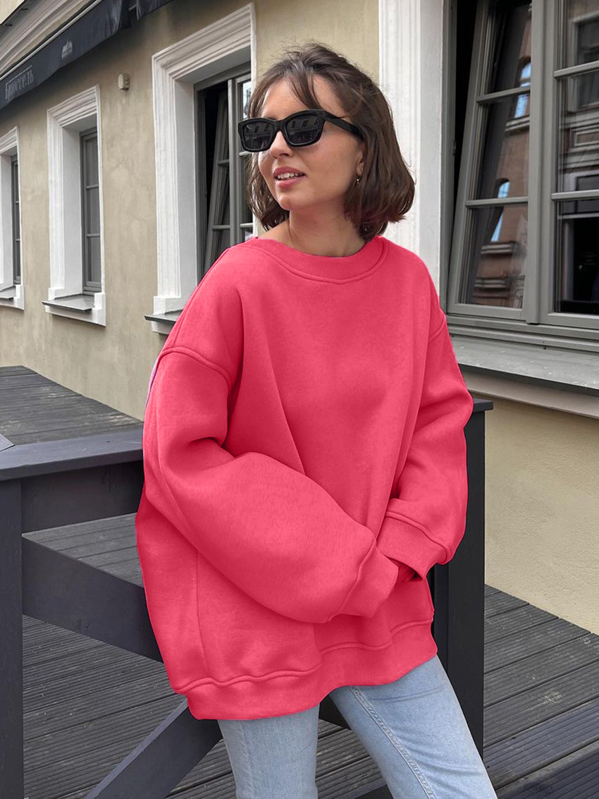 Hirsionsan 30% cotone felpe oversize donna autunno inverno morbido caldo manica lunga felpa femminile Streetwear pullover larghi