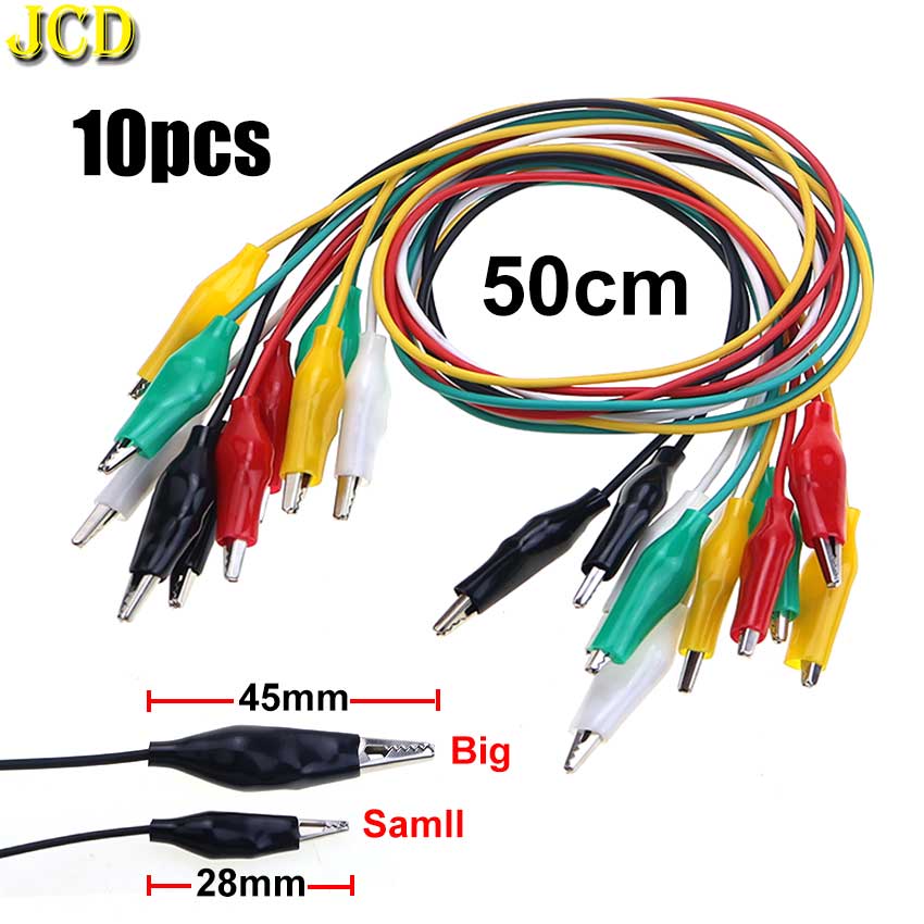 1 Juego = 10 Uds. Pinzas de cocodrilo de doble enchufe coloridas cables de prueba eléctricos DIY conector Banana de 4mm a Cable de alimentación con Clip de cocodrilo