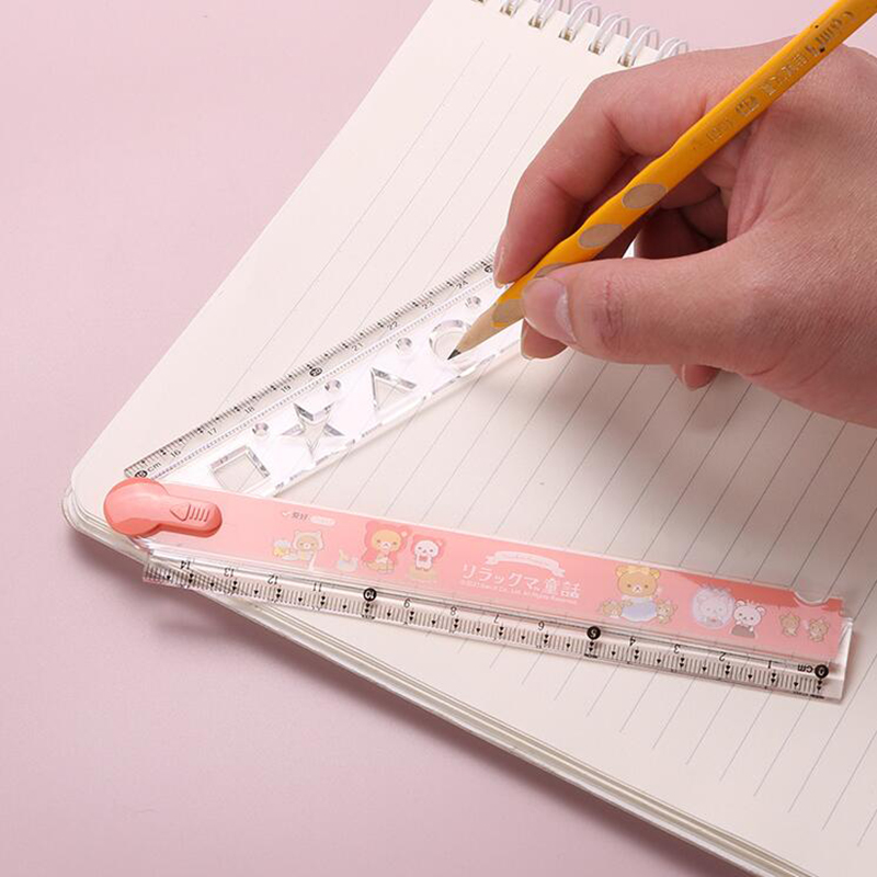 2ピース/パックカワイイベアストレート定規かわいい折りたたみ測定ツール韓国文房具描画テンプレート学校事務用品