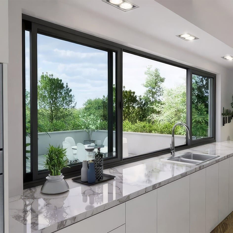 Double Glazed Aluminium Frame Sliding Window Screen Waterproof Aluminium Windows with Integrated Blinds 3 Track Sliding Windows