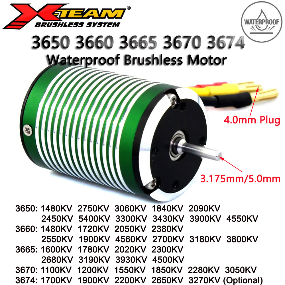 X-Team RC Car Motor 3650 3660 3665 3670 3674 Водонепроницаемый бесщеточный двигатель для 1/8 1/10 2S 3S RC Car Drift Racing Off-Road Boat