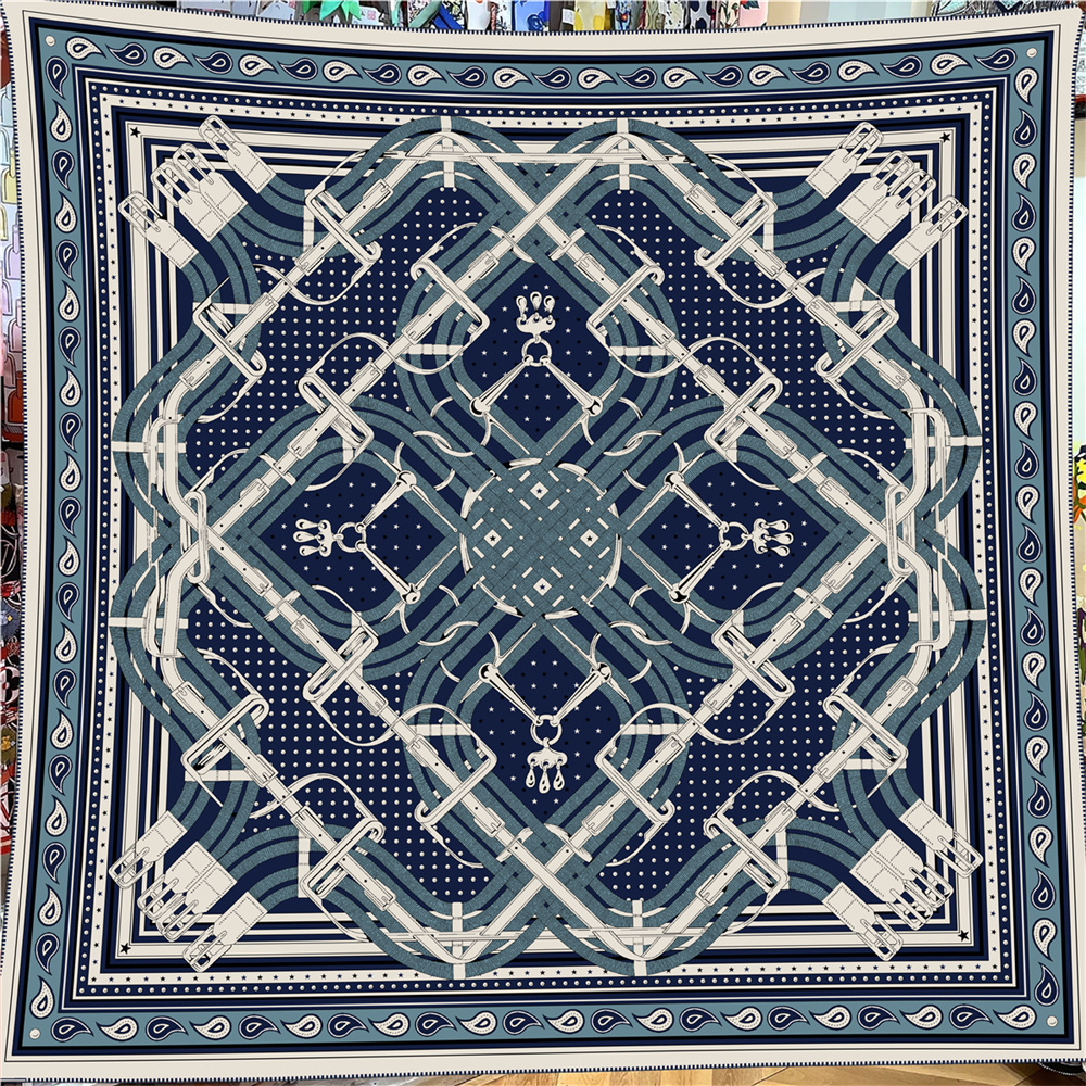 Bufanda de seda y cachemira de invierno con estampado de cinturón, chales cálidos de pashmina para mujer, pañuelos cuadrados, envolturas, hiyab, pañuelo bandana de 135 cm