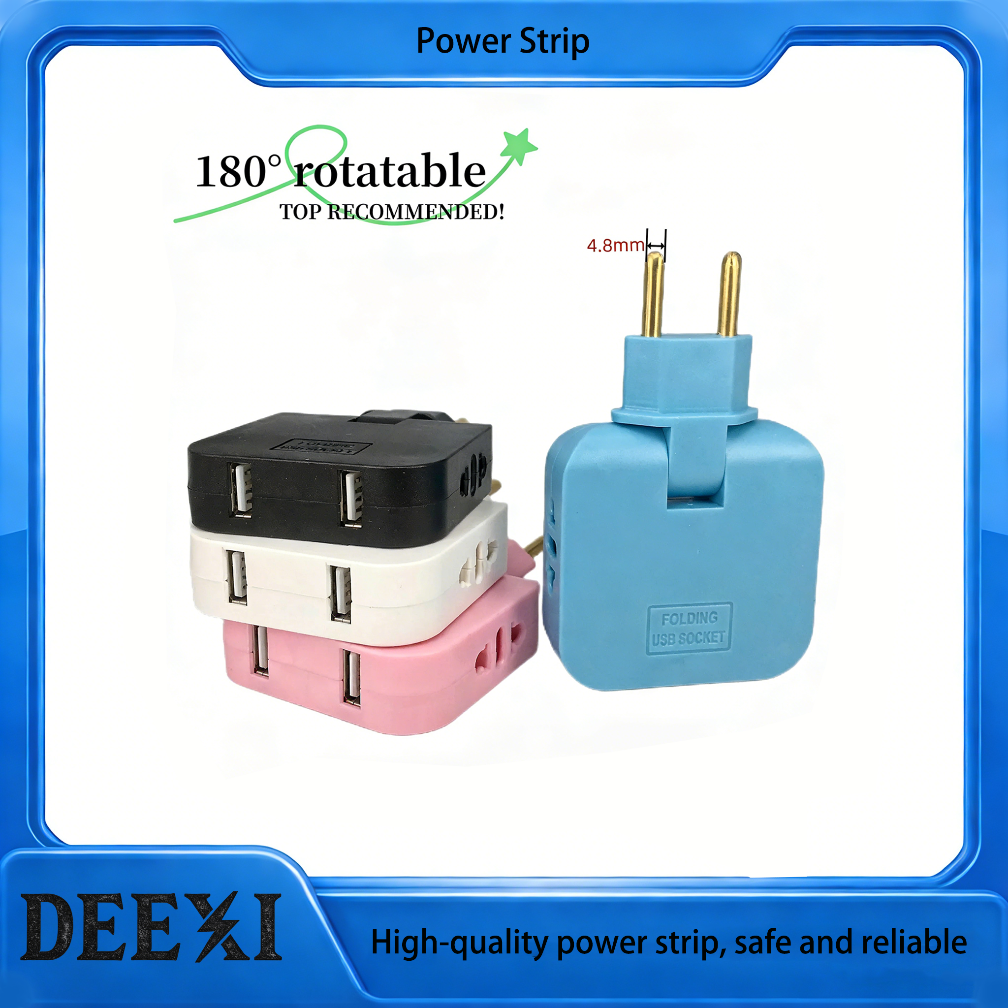 2개의 USB 포트가 있는 3 in 1 EU 전원 소켓 플러그 어댑터, 접이식 미국-유럽 여행용 어댑터, 전원 변환기, 한국 플러그 전기 소켓 AC 콘센트
