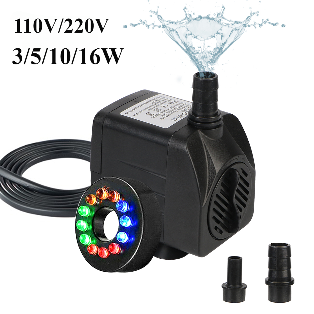 3/5/10/16W LED pompa fontannowa pompa wodna do akwarium do dekoracji akwarium Rockery Garden pompa powietrza 110V/220V