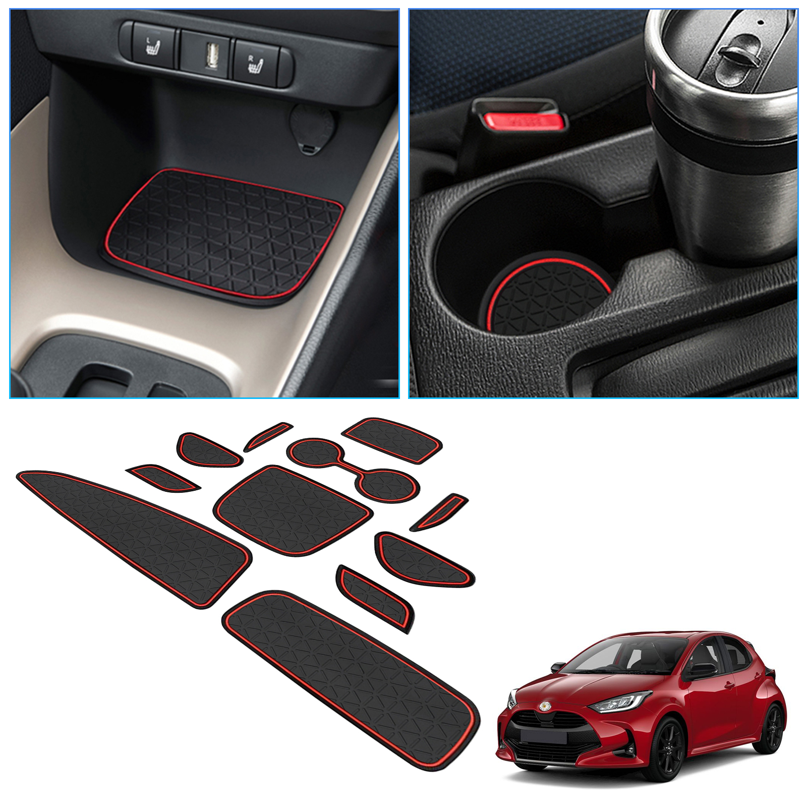 RUIYA для Toyota Yaris KSP210 2020 2021 2022 2023 2024 автомобиль двери паз коврик анти-скольжения слот Pad Авто интерьер Toyota Yaris 2024 аксессуары