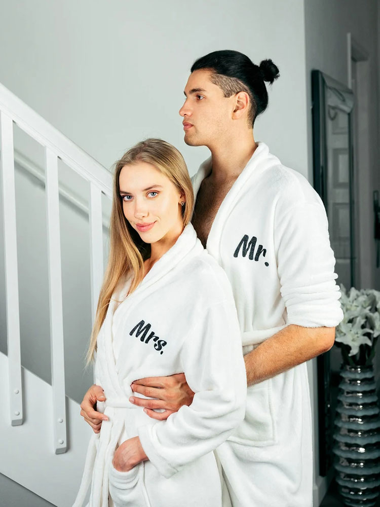 Peignoir en Peluche Personnalisé pour Homme, Peignoir en Éponge, Cadeaux de Saint-Valentin, pour Couple