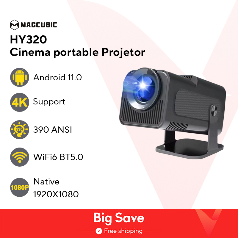 Magcubic 4K Android 11 โปรเจคเตอร์Native 1080P 390ANSI HY320 Dual Wifi6 BT5.0 1920*1080P Cinemaแบบพกพาโปรเจคเตอร์อัพเกรดHY300