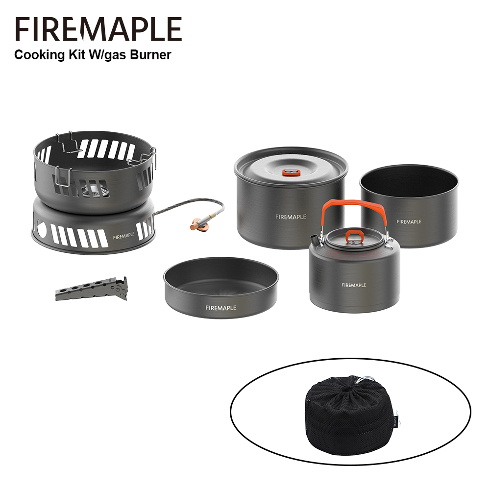 Zestaw do gotowania Fire-Maple z palnikiem gazowym Zestaw naczyń kuchennych Kuchenka zewnętrzna Zestaw garnków kempingowych System gotowania do uprawiania turystyki pieszej, biwakowania i pikniku