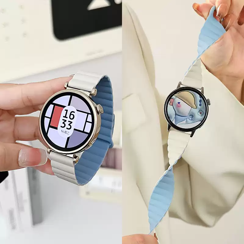 ห่วงแม่เหล็กสําหรับ Samsung Galaxy watch 7/FE/6/5 pro/4/Classic/active 2 20 มม.22 มม.ซิลิโคนสร้อยข้อมือ huawei GT 3-4 สาย