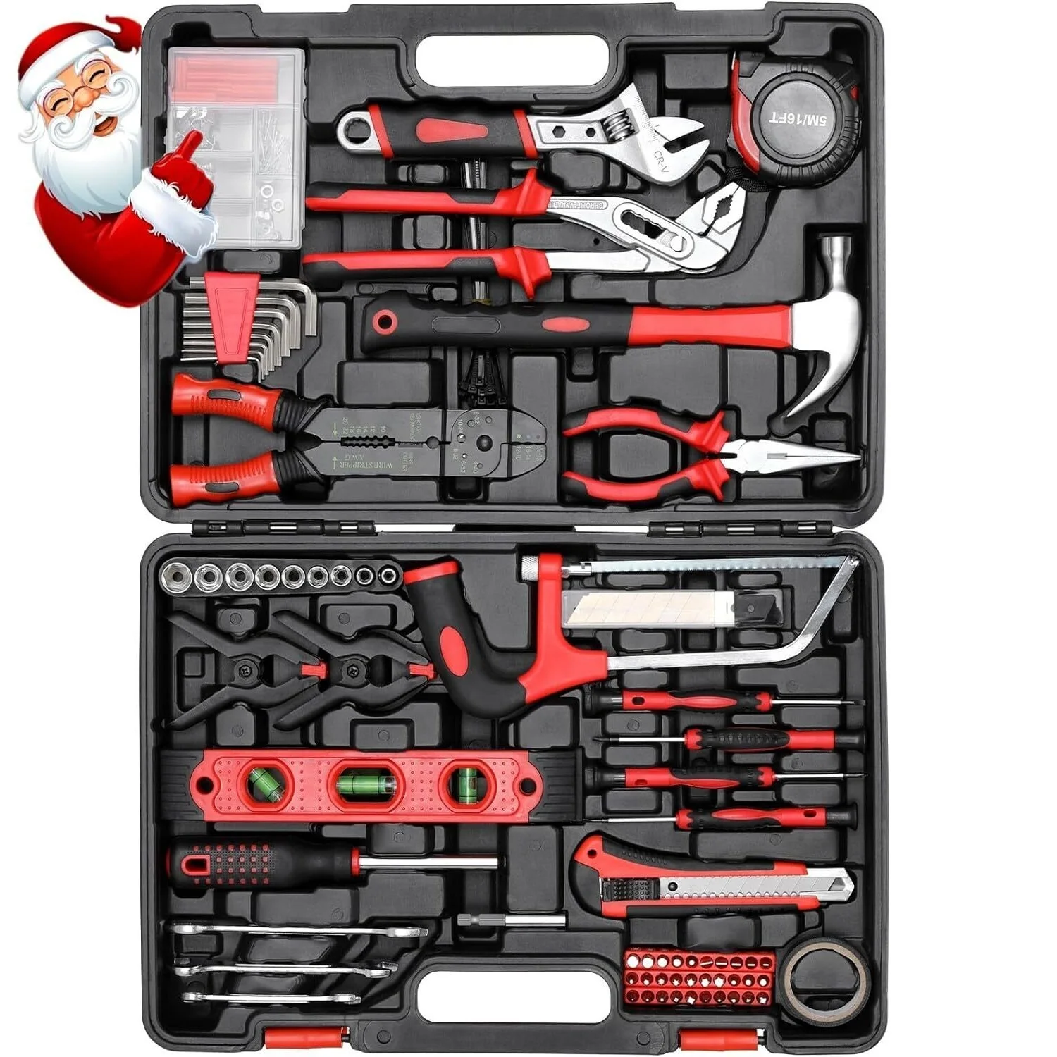 Kit de ferramentas domésticas com estojo de armazenamento, Auto Repair Tool Set, Homeowner Alicate, Chave De Fenda Set, Soquete e Toolbox, 218 PCs