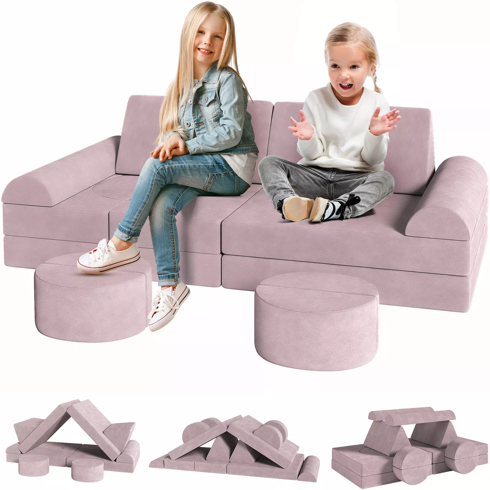 Modułowa kanapa do zabawy dla dzieci, dziecięca sofa segmentowa, meble do sypialni i pokoju zabaw Fortplay dla małych dzieci, rozkładana piankowa poduszka podłogowa