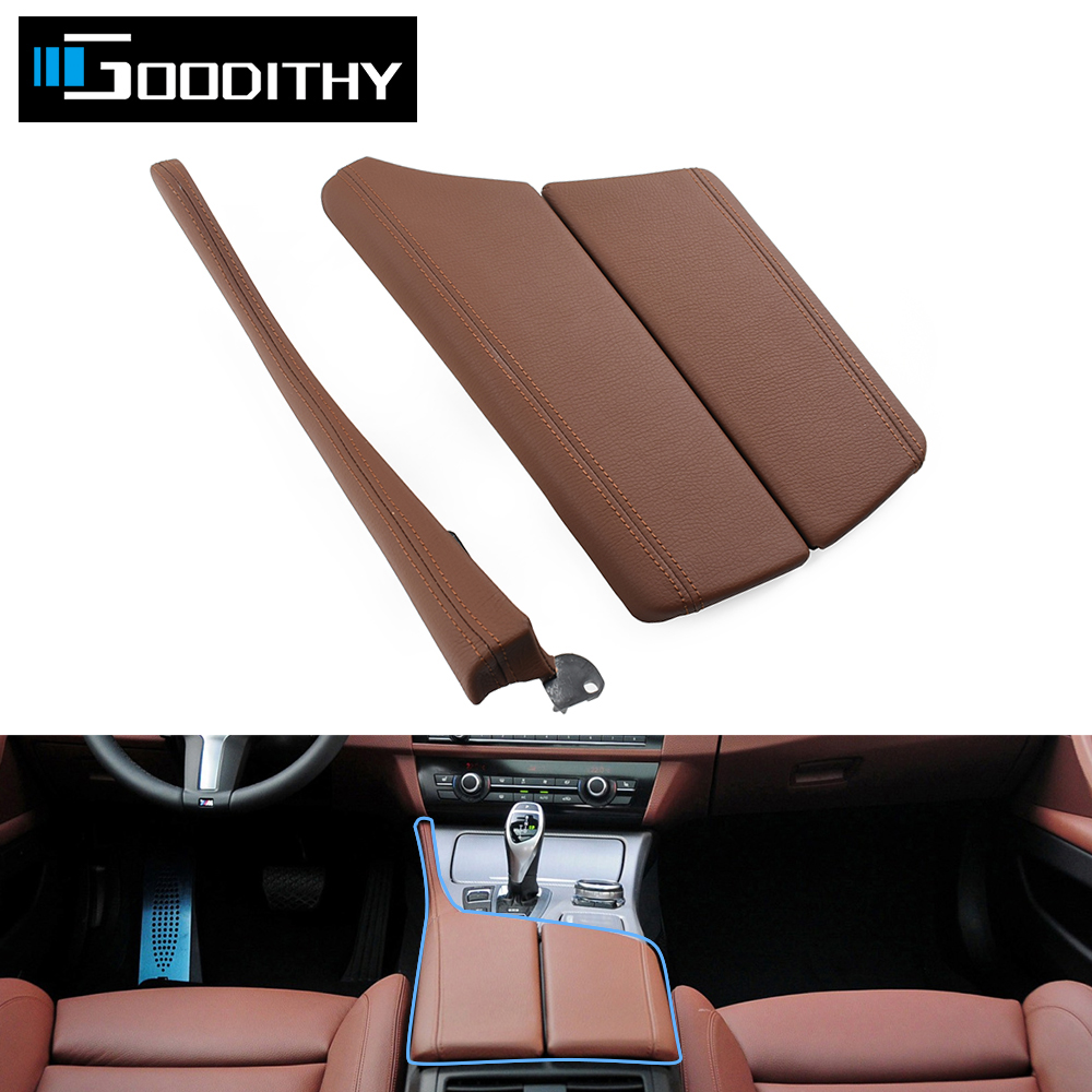 LHD Console centrale boîte de rangement couvercle accoudoir housse panneau de couverture bande de garniture en cuir pour BMW série 5 F10 F11 F18 520i 523i 525i 528i