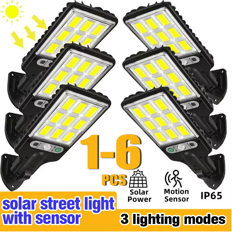 Luces solares para exteriores con Sensor de movimiento, luces LED impermeables de pared de seguridad, lámparas de calle Con 3 modos, Patio, garaje, 1-6 piezas, 117COB