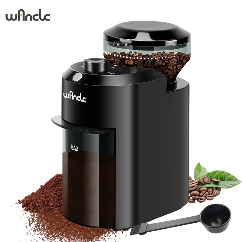 Moulin à café électrique réglable, broyage de grains de café avec 28 réglages de mouture pour café expresso goutte à goutte à pression française