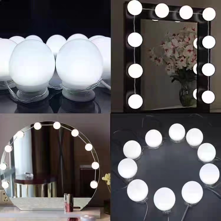 북유럽 화장대 거울 채우기 빛 조정 가능한 휘도 3 색 LED USB 벽 전구 문자열 모든 예쁜 3 색 디 밍이 가능한 빛