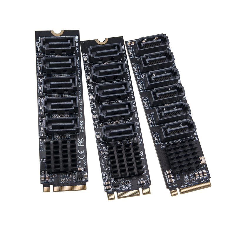 Adaptateur M2 vers SATA M.2 NGFF NVcloser vers SATA3.0 6 000 cartes B + M Key M-Key vers 5/6 ports, contrôleur Riser pour HDD SSD 6Gbps