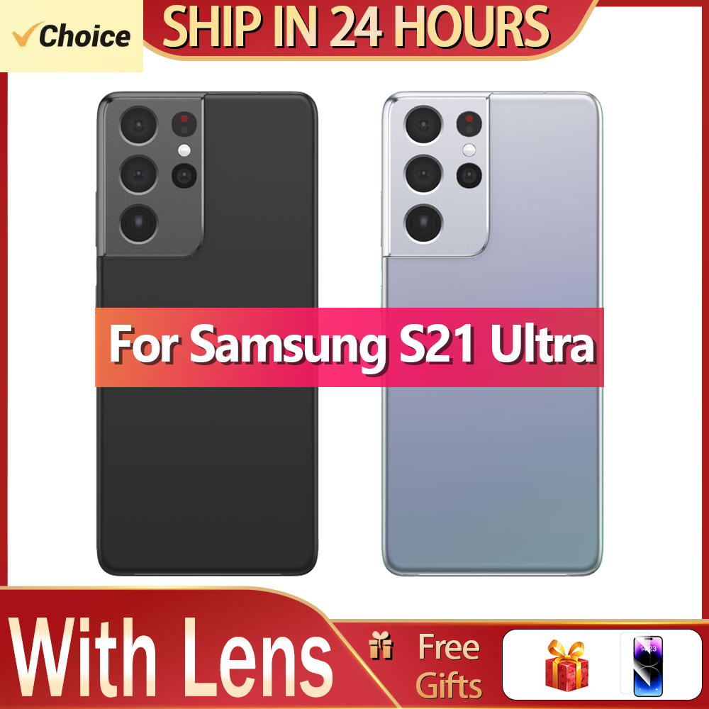 For Samsung Galaxy S21 Ultra Battery Back Cover Glass Panel Rear Door Housing Case Camera Lens Replace
