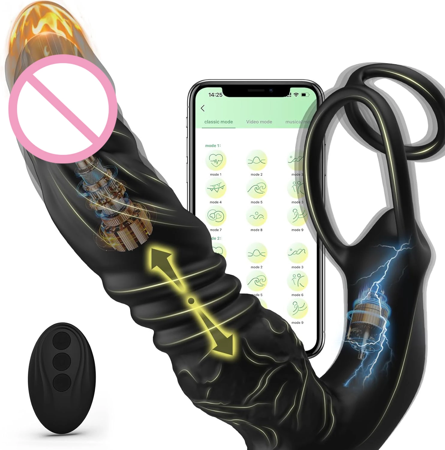 Massage de la Prostate pour hommes, contrôle par application, avec double anneau pénien en Silicone, Plug Anal, vibrateurs en forme de gode, jouet sexuel Anal pour Couple Gay