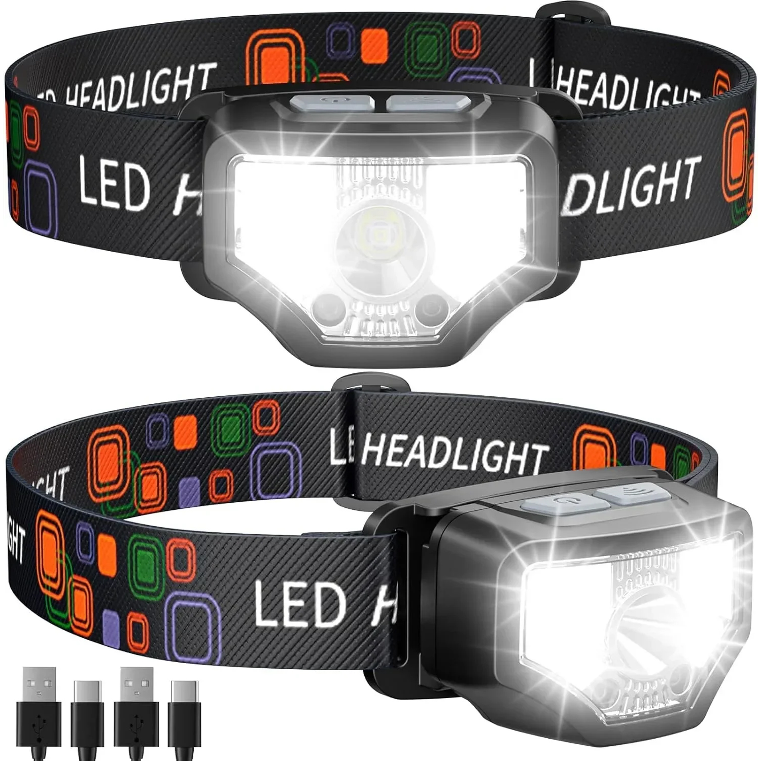 Linterna frontal LED recargable con Sensor de movimiento, linterna superbrillante de 1200 lúmenes, impermeable, para acampar, correr, pescar y ciclismo